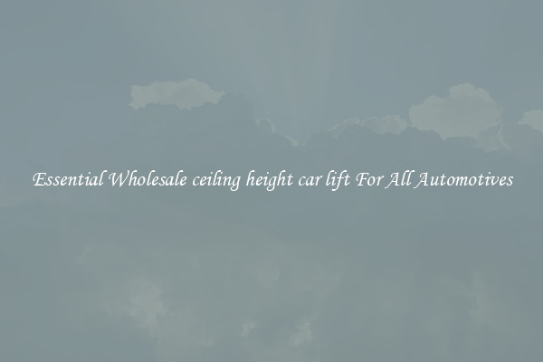 Essential Wholesale ceiling height car lift For All Automotives