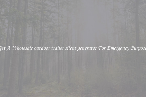 Get A Wholesale outdoor trailer silent generator For Emergency Purposes